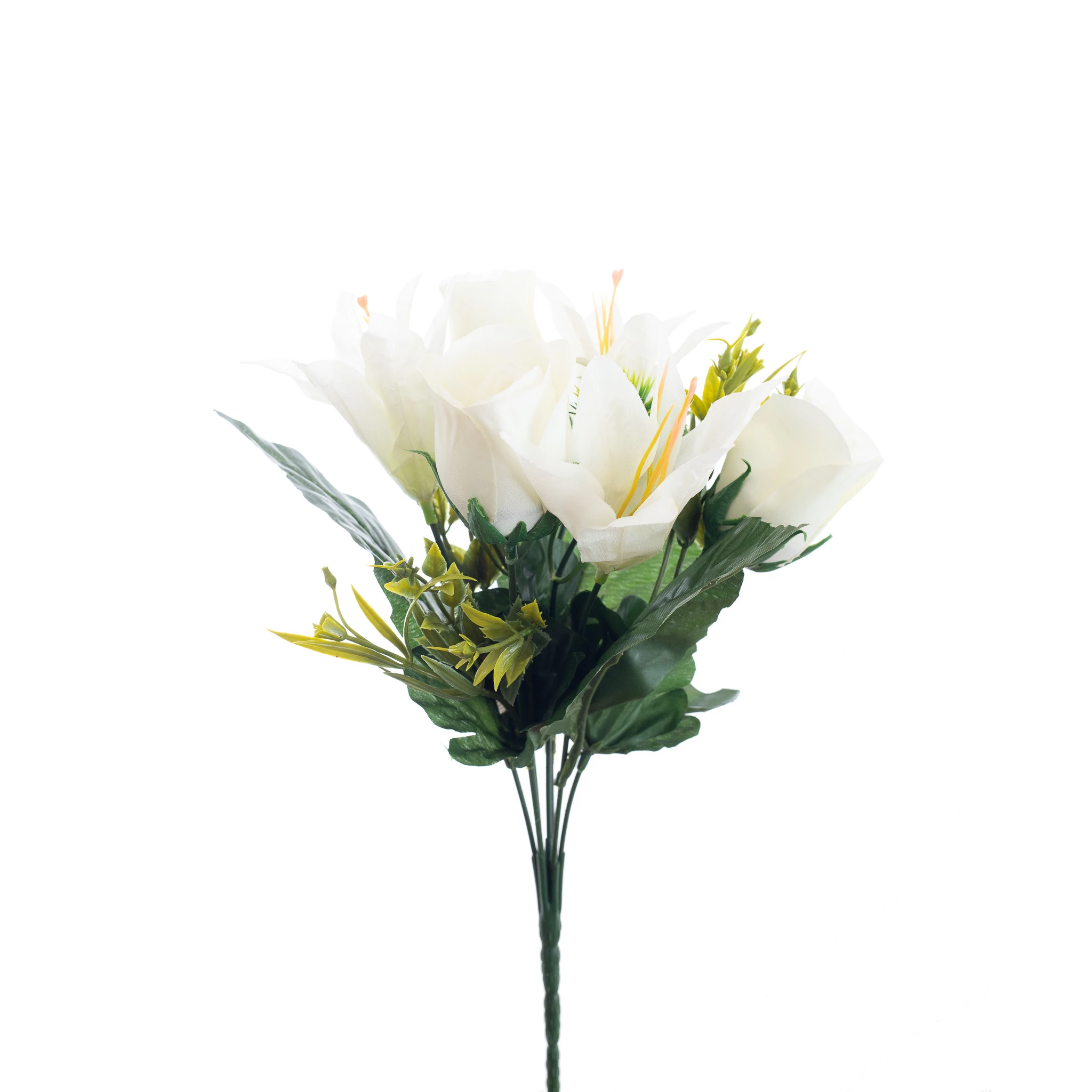 Buque Lírio E Rosa x7 Com 30 Cm - Branca