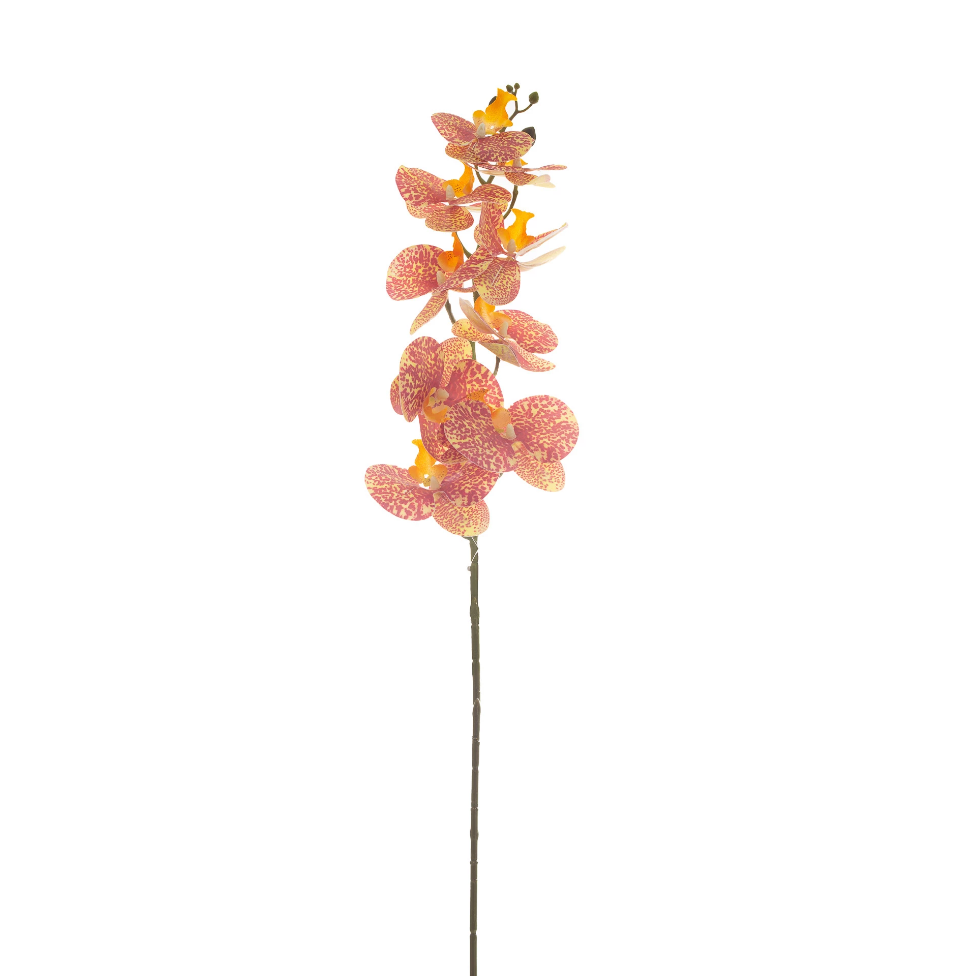 Orquídea Artificial Toque Real x9 Cabeças 90 Cm - Amarela
