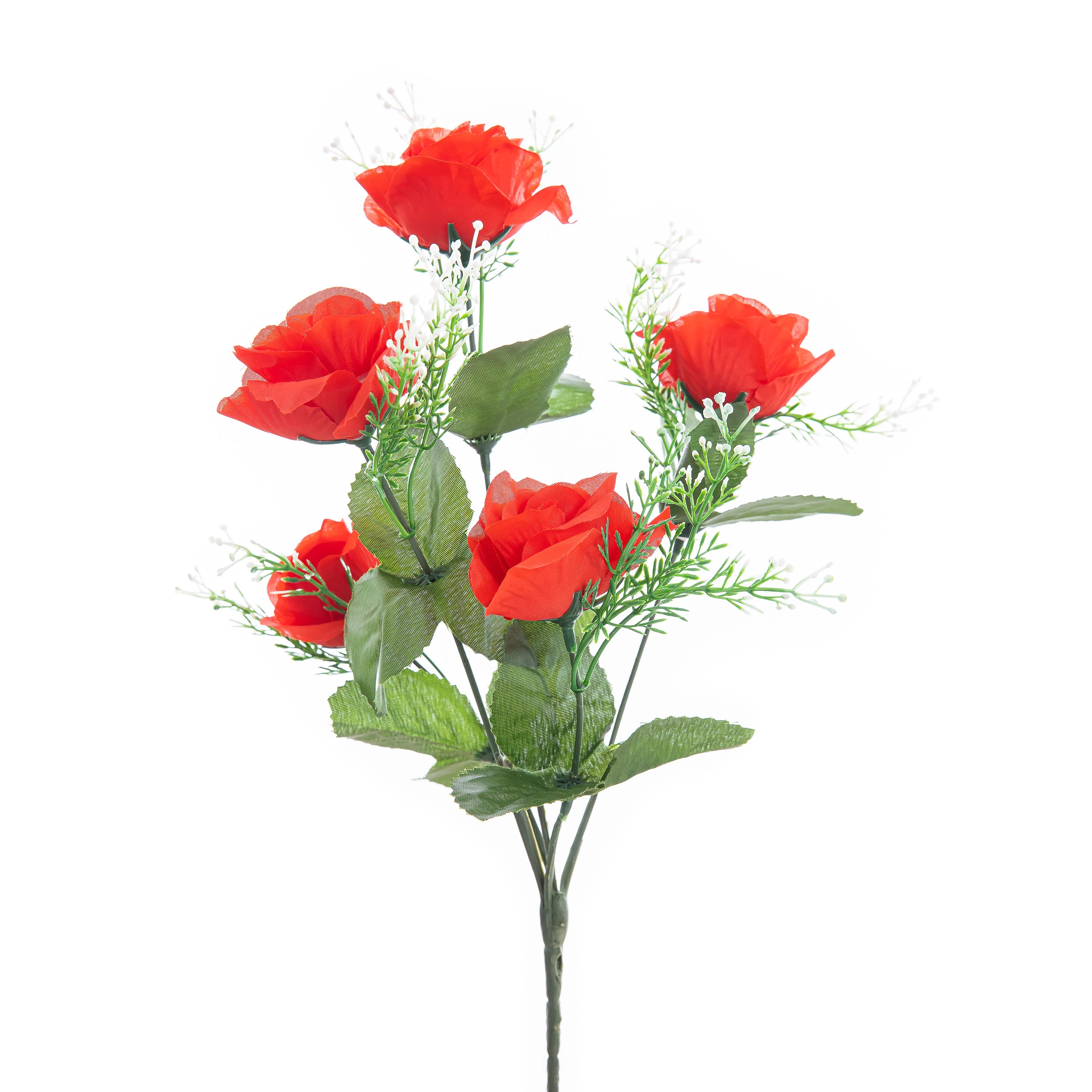 Buquezinho Rosas x5 Galhos com 5 Flores 30 Cm - Vermelha