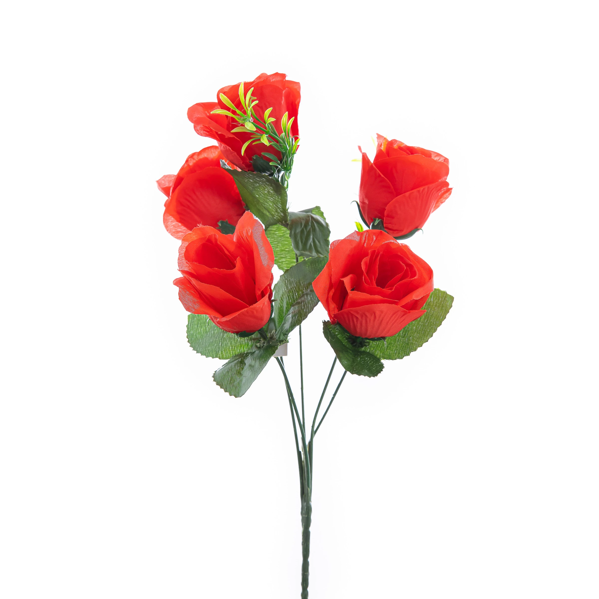 Buquezinho Rosas x5 Galhos Com 5 Flores 30 Cm - Vermelha