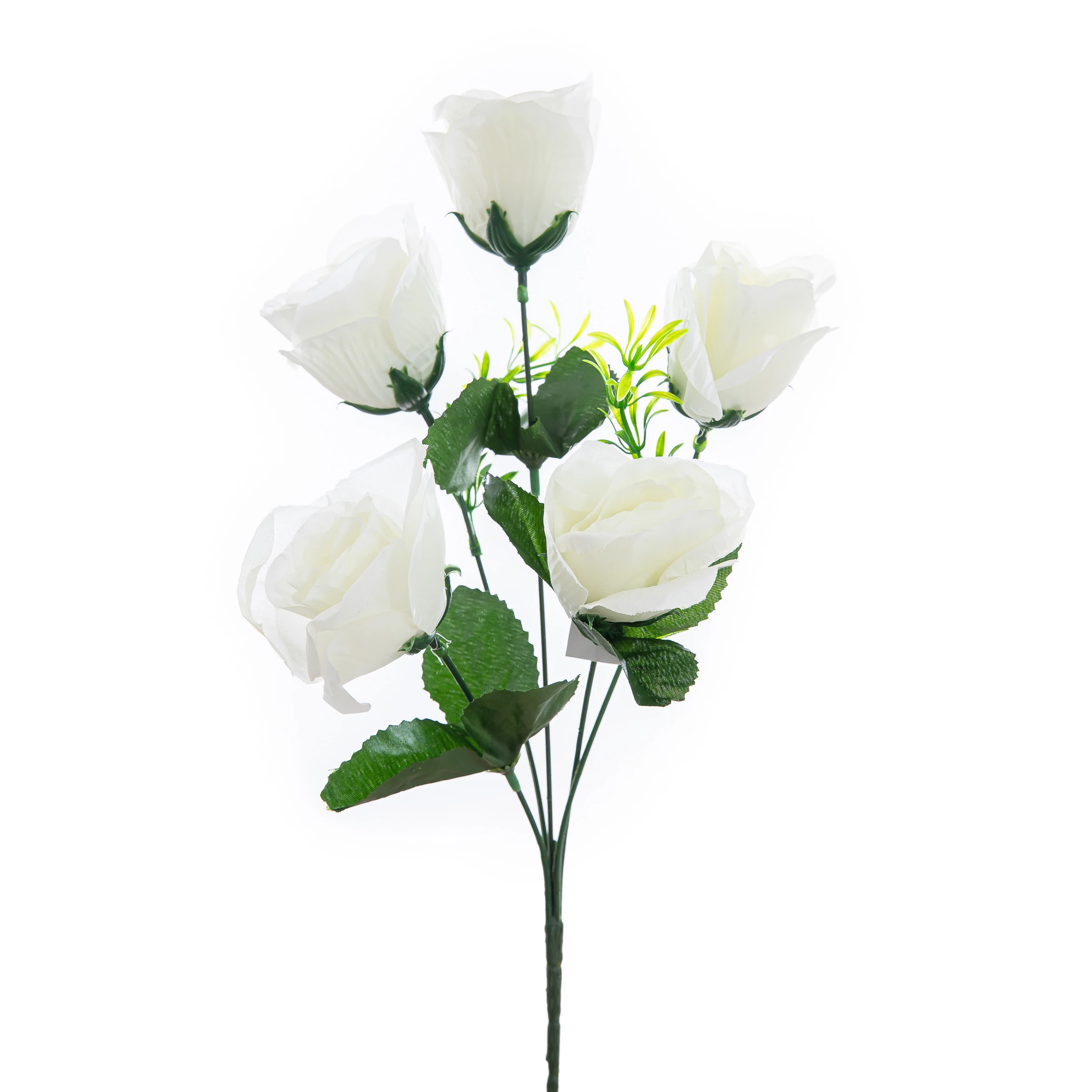 Buquezinho Rosas x5 Galhos Com 5 Flores 30 Cm - Branca