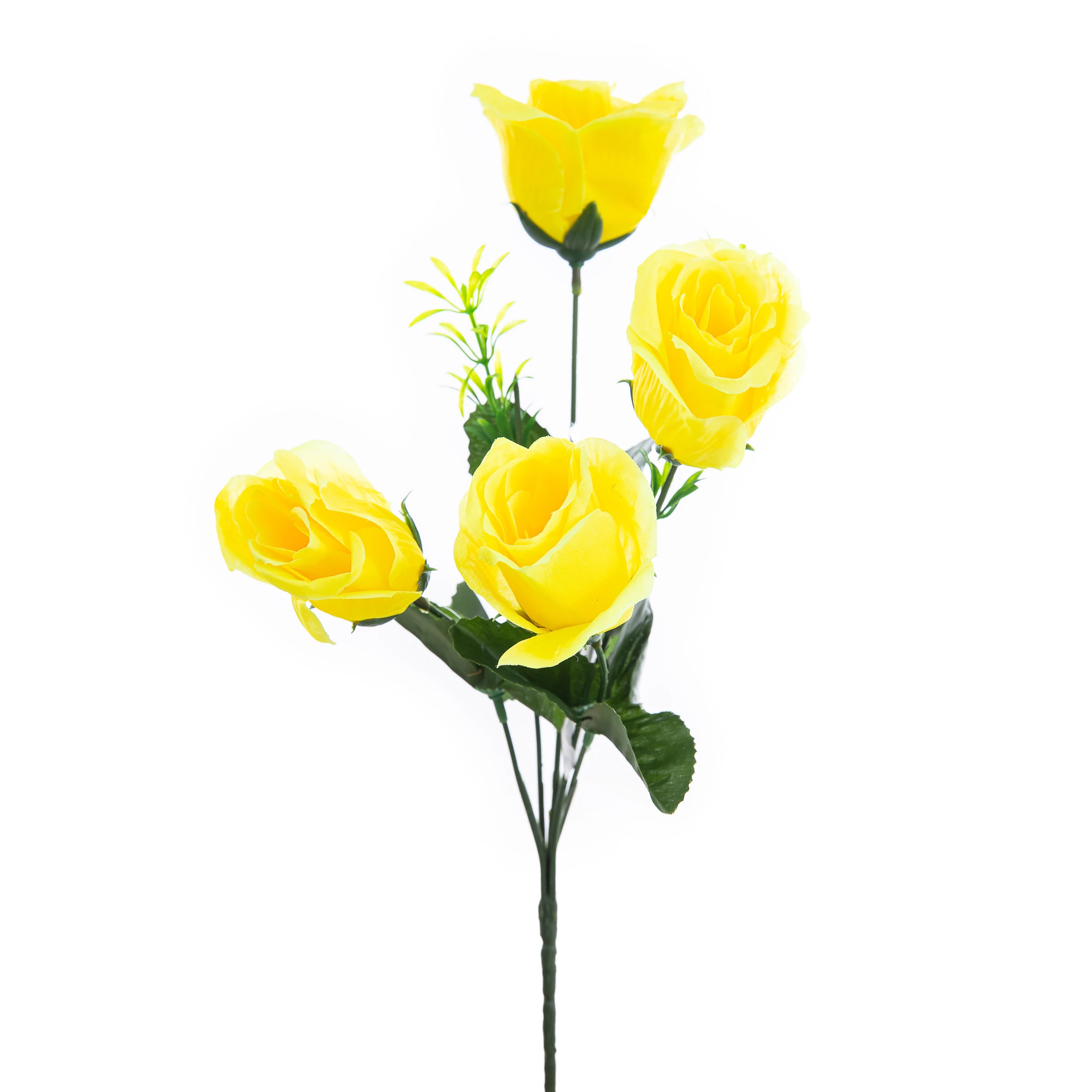 Buquezinho Rosas x5 Galhos Com 5 Flores 30 Cm - Amarela