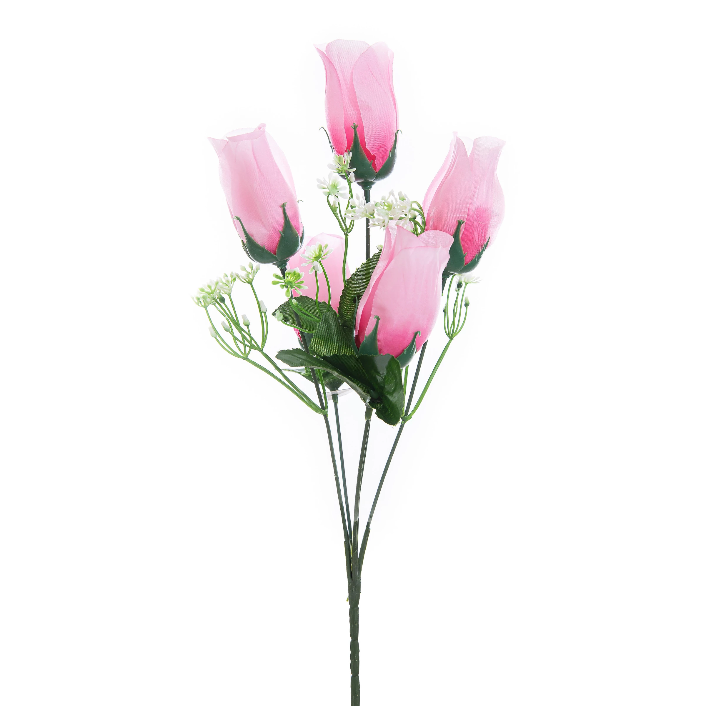 Buquezinho Botão Rosas x5 Com 5 Flores 30 Cm - Rosa