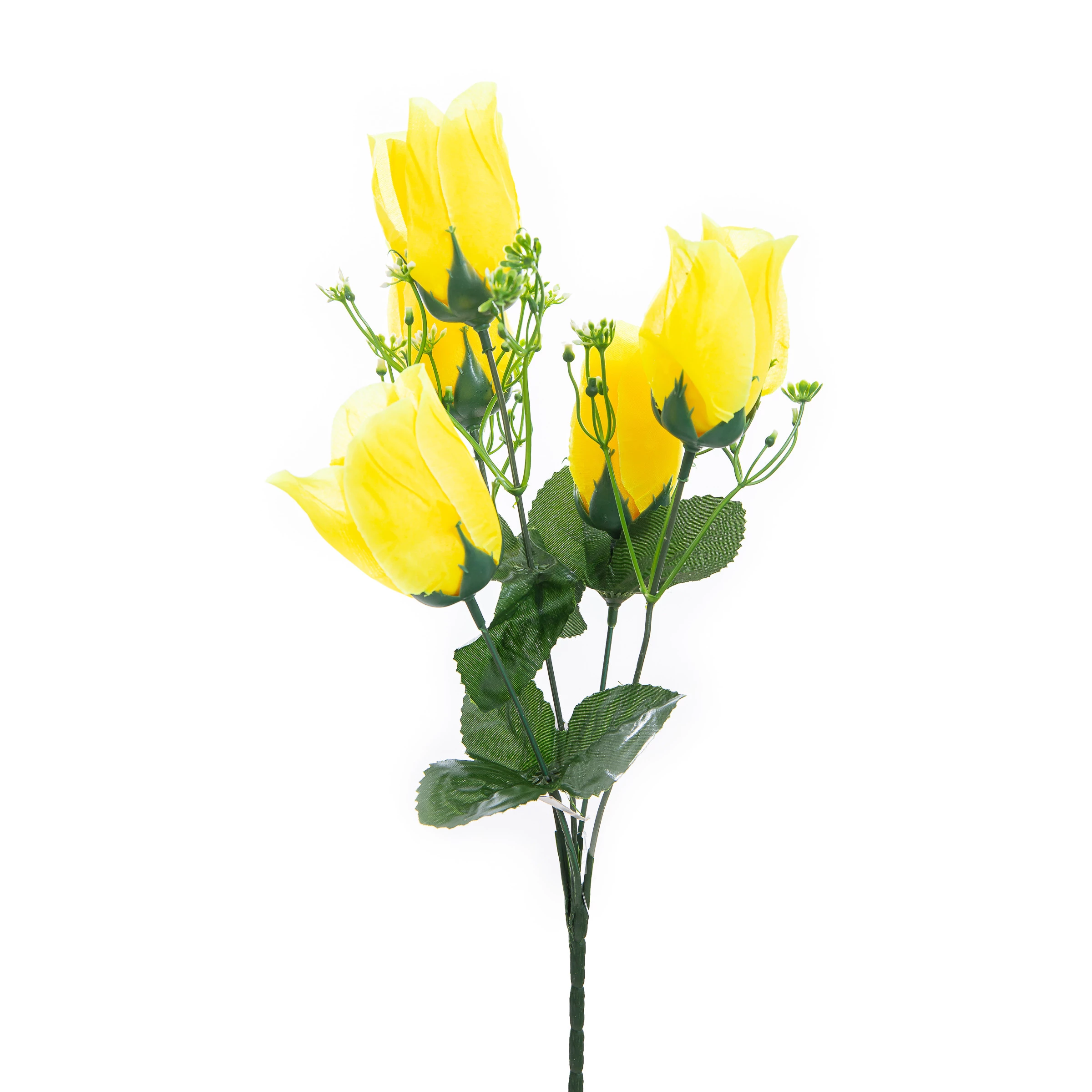 Buquezinho Botão Rosas x5 Com 5 Flores 30 Cm - Amarela