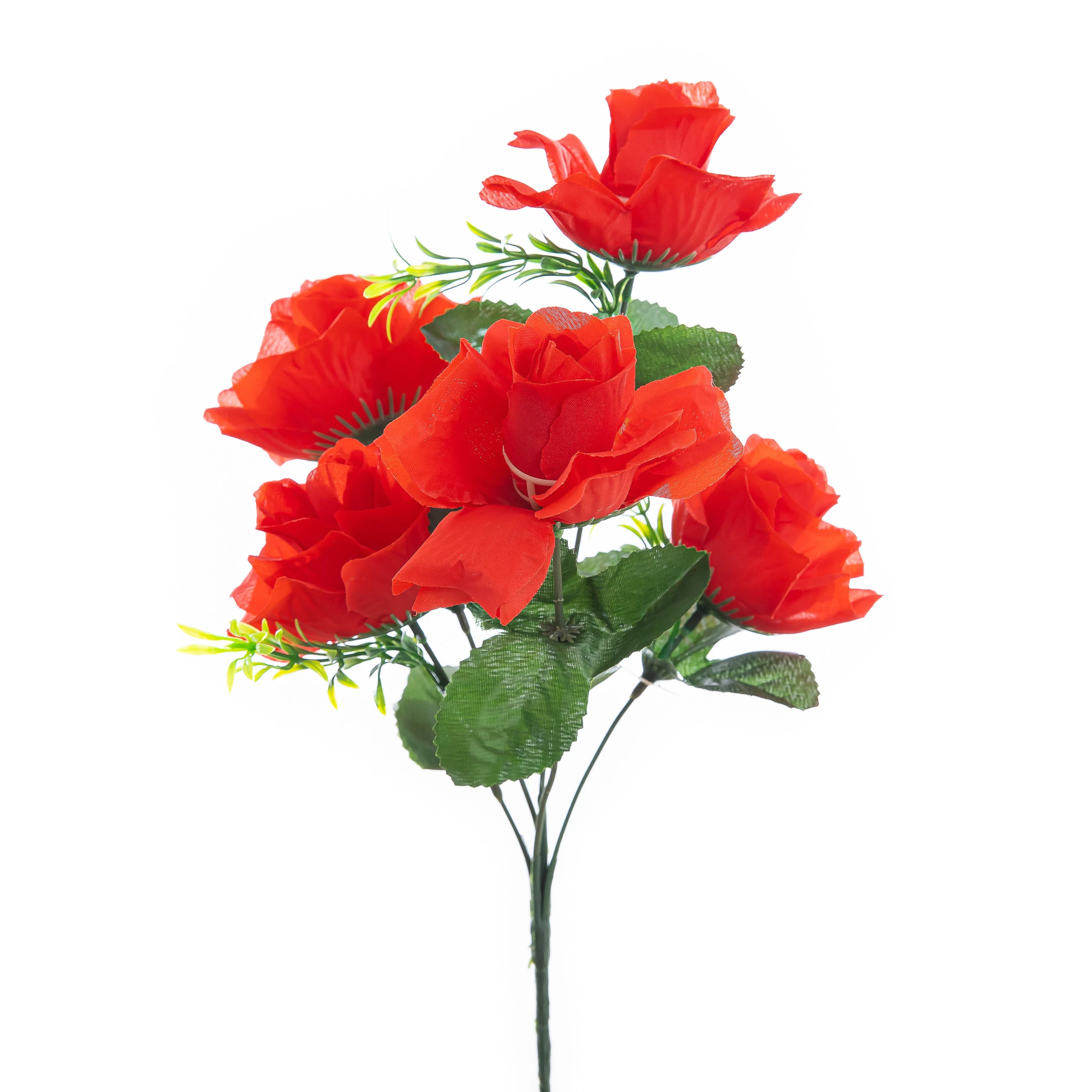 Buquezinho Rosas x5 Galhos Com 5 Flores 30 Cm - Vermelha