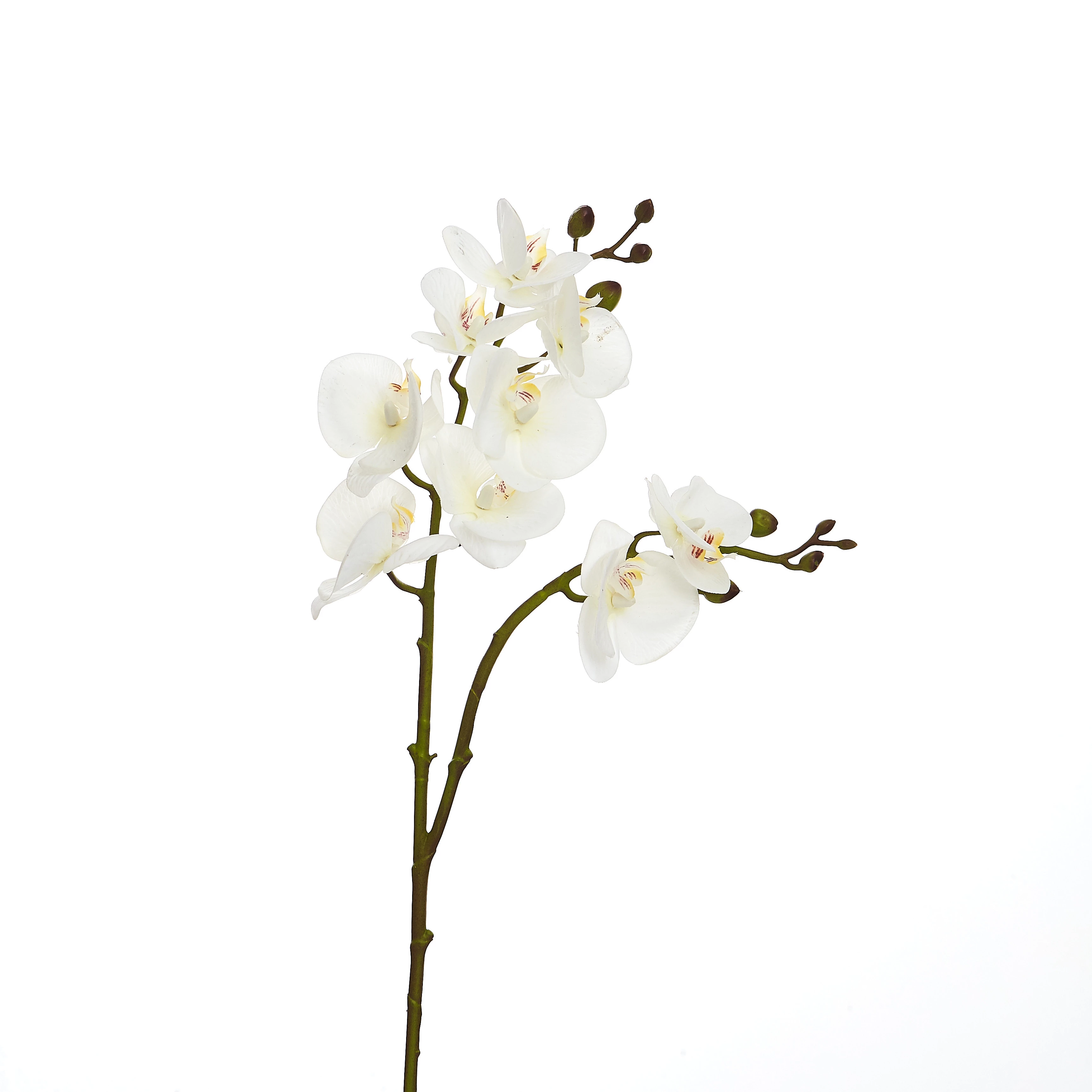 Orquídea Artificial Toque Real Com 2 Galhos x9 Cabeças 68 Cm - Branca