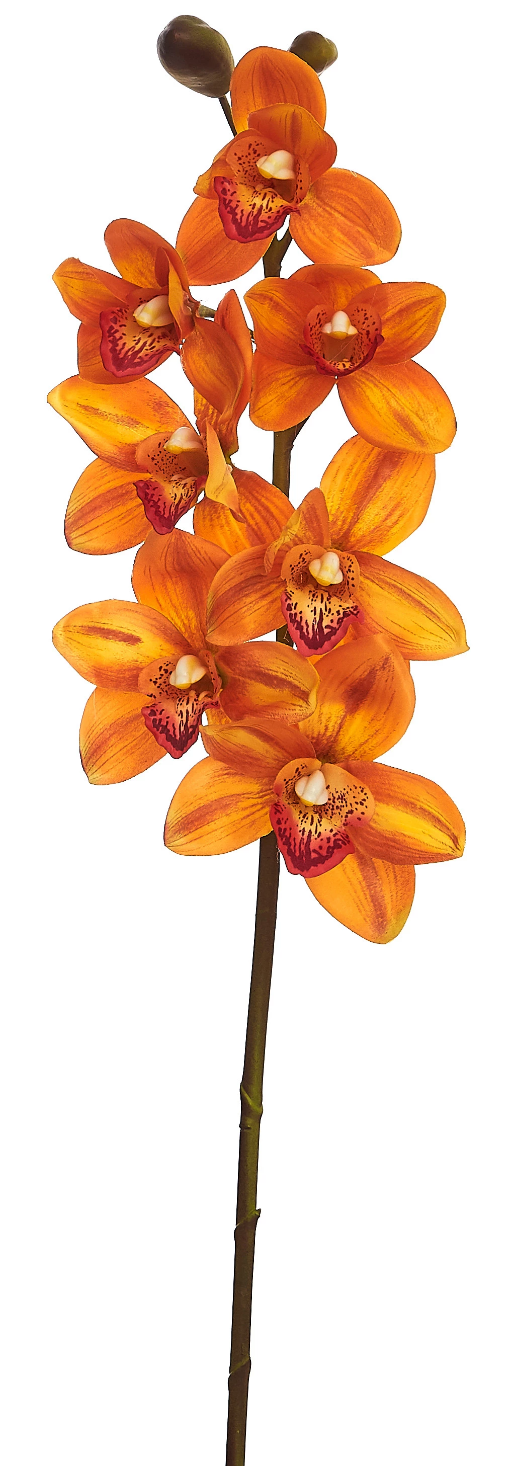 Orquídea Artificial Toque Real Cimbidium x9 Cabeças 84 Cm - Laranja