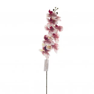 Orquídea Artificial Toque Real x9 Cabeças 90 Cm - Branca/Roxo