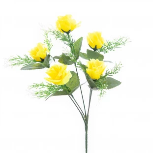 Buquezinho Rosas x5 Galhos com 5 Flores 30 Cm - Amarela