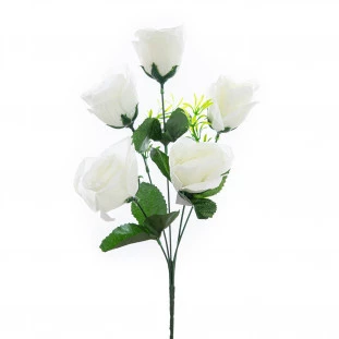 Buquezinho Rosas  x5 Galhos Com 5 Flores 30 Cm - Branca