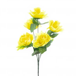 Buquezinho Rosas  x5 Galhos Com 5 Flores 30 Cm - Amarela