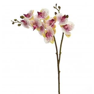 Orquídea Artificial Toque Real Com 2 Galhos x9 Cabeças 68 Cm - Rosa/Branca