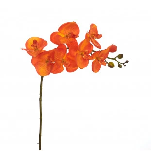 Orquídea Artificial Toque Real x8 Cabeças 100 Cm - Laranja