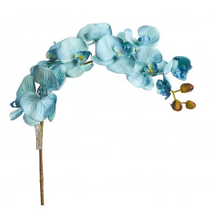 Orquídea Artificial Toque Real x10 Cabeças 98 Cm - Azul